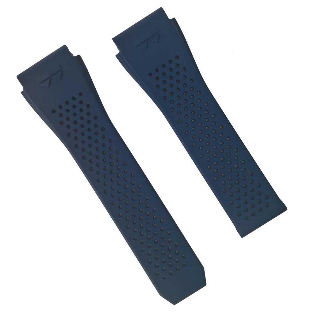 Blue FKM rubber strap to fit TAG Heuer Connected E3 & E4 45 mm