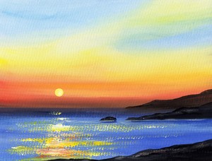 Détails Sur Paysage Marin Aquarelle Sarah Featherstone Parfait Au Coucher Du Soleil Plage Mer Art Afficher Le Titre Dorigine