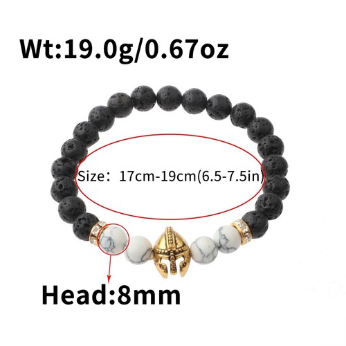 Men Natural Stone Gold Silver Spartan Helmet Beaded Charm Bracelet Bangle Gifts - Picture 27 of 93