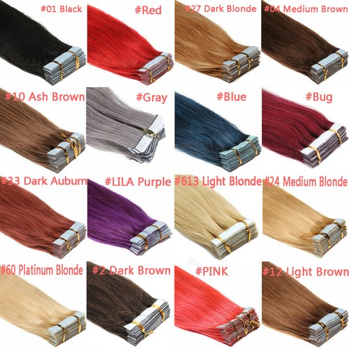 Seamless Tape In Hair Extensions Pu Skin Invisible Glue Russian Human Hair 12A - Picture 6 of 88