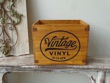W0909 Schallplatten Holzkiste | Vintage Vinyl Box | massiv | 33 1/3 RPM | large