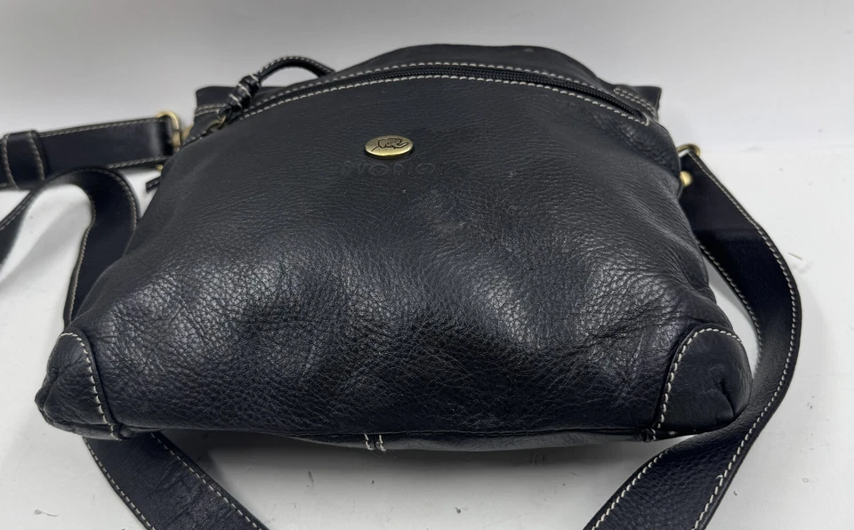 Bolso de Mano Avorio Para Mujer Cuero Negro Correa Desmontable Bandolera Bolso Mensajero Foto 3 de 4