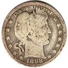 1898 BARBER QUARTER in GOOD +condition ~ FULL RIMS ~ SEE THE SCAN   stk a906