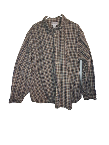 Carhartt Braun Kariert Knopfleiste Arbeit Freizeit Hemd Langarm Herren Größe 2XL XXL