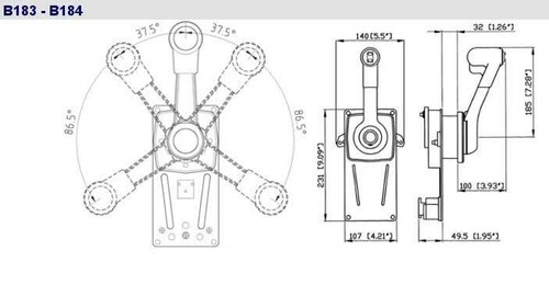 Comando B183 Monoleva Ultraflex Motore Barca Single Lever Side Mount Controls - Imagen 2 de 3