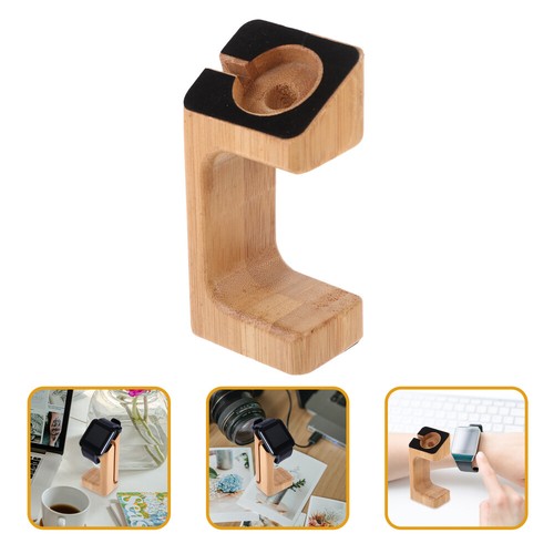 Bamboo Charging Station Rack Single Holder Travel Support Bracket - 第 1/12 張圖片