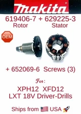 MAKITA 619406-7 Rotor + 629225-3 Stator (OEM Motor Assy.) for XPH12 XFD12 Drills