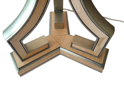 Theodore Alexander Maple Wood & Silver Greek Key Large Modern Table Lamp w Shade - Picture 6 of 23