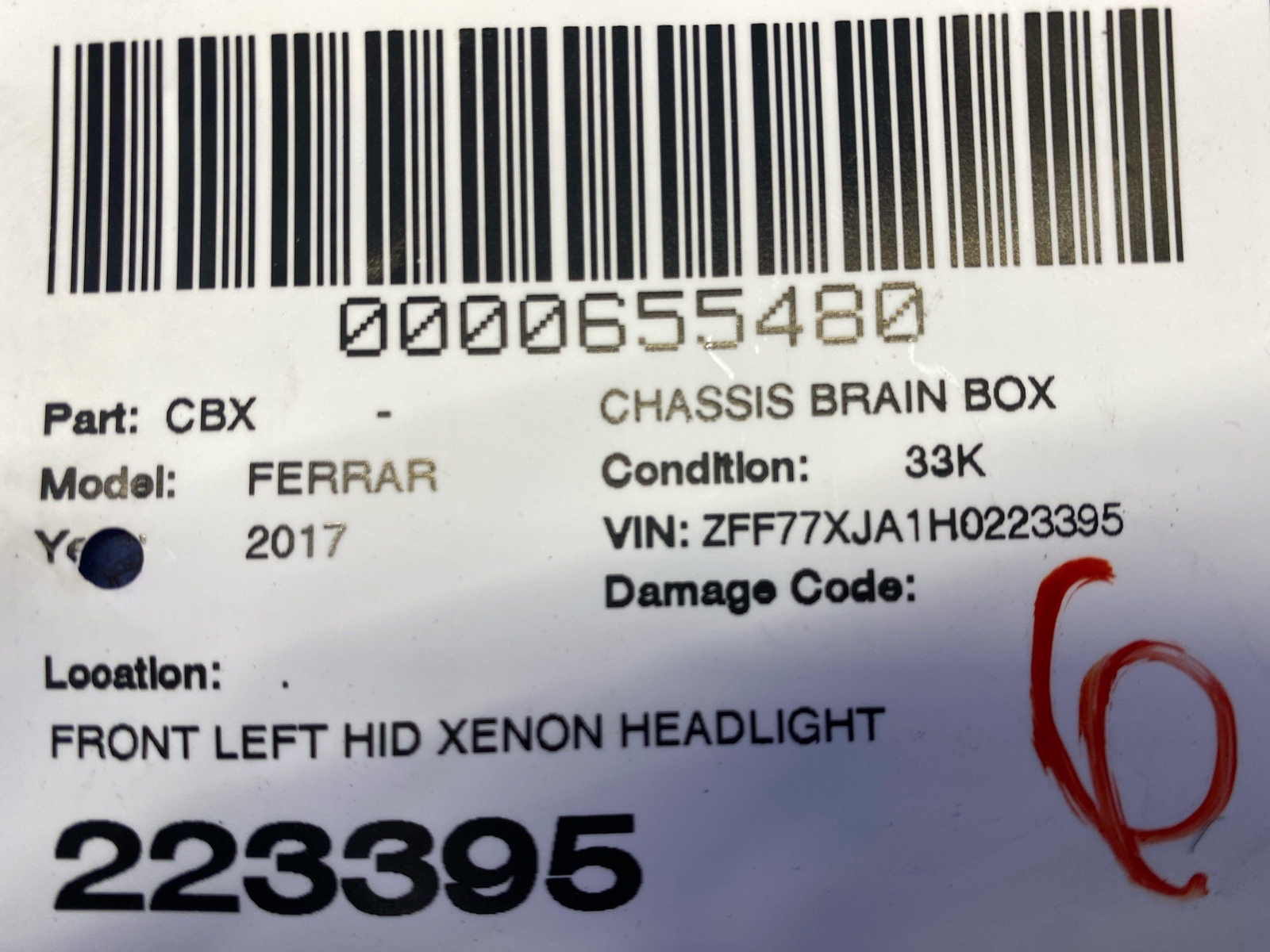 2015-2018 FERRARI CALIFORNIA FRONT LEFT HID XENON HEADLIGHT BALLAST MODULE UNIT