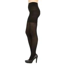 Spanx Star Power Tights Size E Black Ribbed Slimming Tummy Control Comfort
