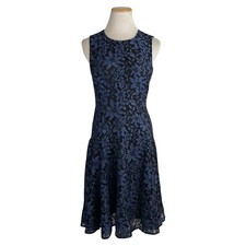 TOMMY HILFIGER Dress Size 2 Blue Lace Lined Fit N Flare Sleeveless Back Zip