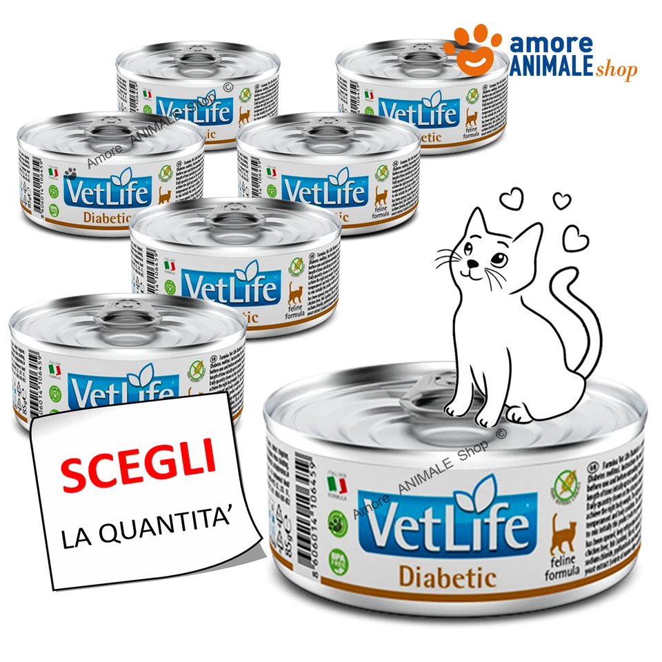 Farmina Chat VET LIFE → Boîtes De 85 Gr - DIABÉTIQUE - Humide Pour Chat, Chats - Photo 1/1