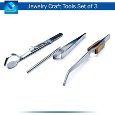 3 Pieces Soldering Jeweler Tools Kit Ring Head Shank Pad Cross Locking Tweezers