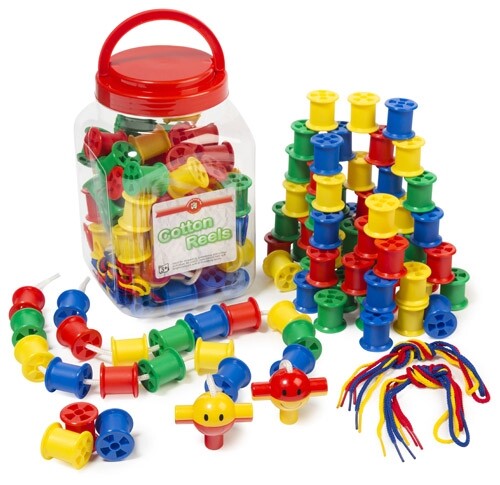 Cotton Reels 80p With 8 Laces Maths Threading Teacher Resource Fine Motor Toy - Bild 1 von 1