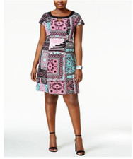 NY Collection Women's Plus Size Printed Cap-Sleeve Dress,3X      MSRP:$70.00