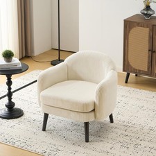 Upholstered Armchair for Living Room, Office Chair Sofa Chair White UK