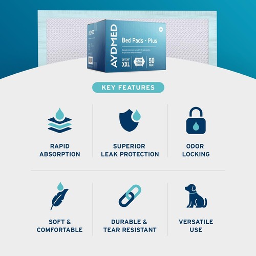 Premium Disposable Bed Pads 36" x 36" 50 Pack | Incontinence Chucks | Extra L... - Picture 2 of 9