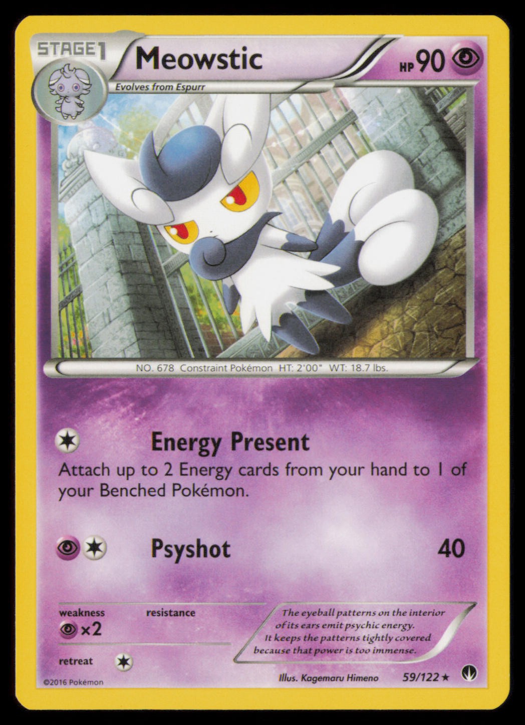 Meowstic 59/122 Rare BREAKpoint Pokemon Lightly Played
