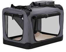 Collapsible Portable Dog Crate 28inch Medium/small Dogs 3 Door Soft Sided Gray