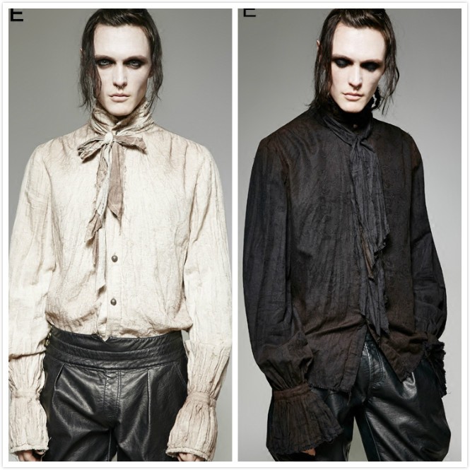 PUNK RAVE Men Blouse Shirts Gothic Vintage Top Steampunk Vampire