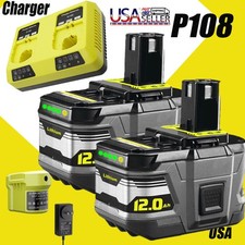 For RYOBI 18V p108 p105 Battery 12Ah High Capacity Lithium Battery /Charger