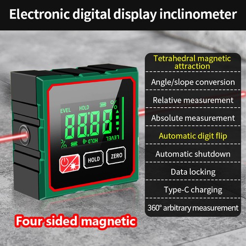 For Workshop Use Digital Angle Finder 4 Side Strong Magnetic Tool Professional - Picture 22 of 24