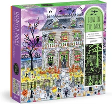 Galison Haunted House – 500 Piece Glow in the Dark Jigsaw Puzzle  FAST SHIPPING