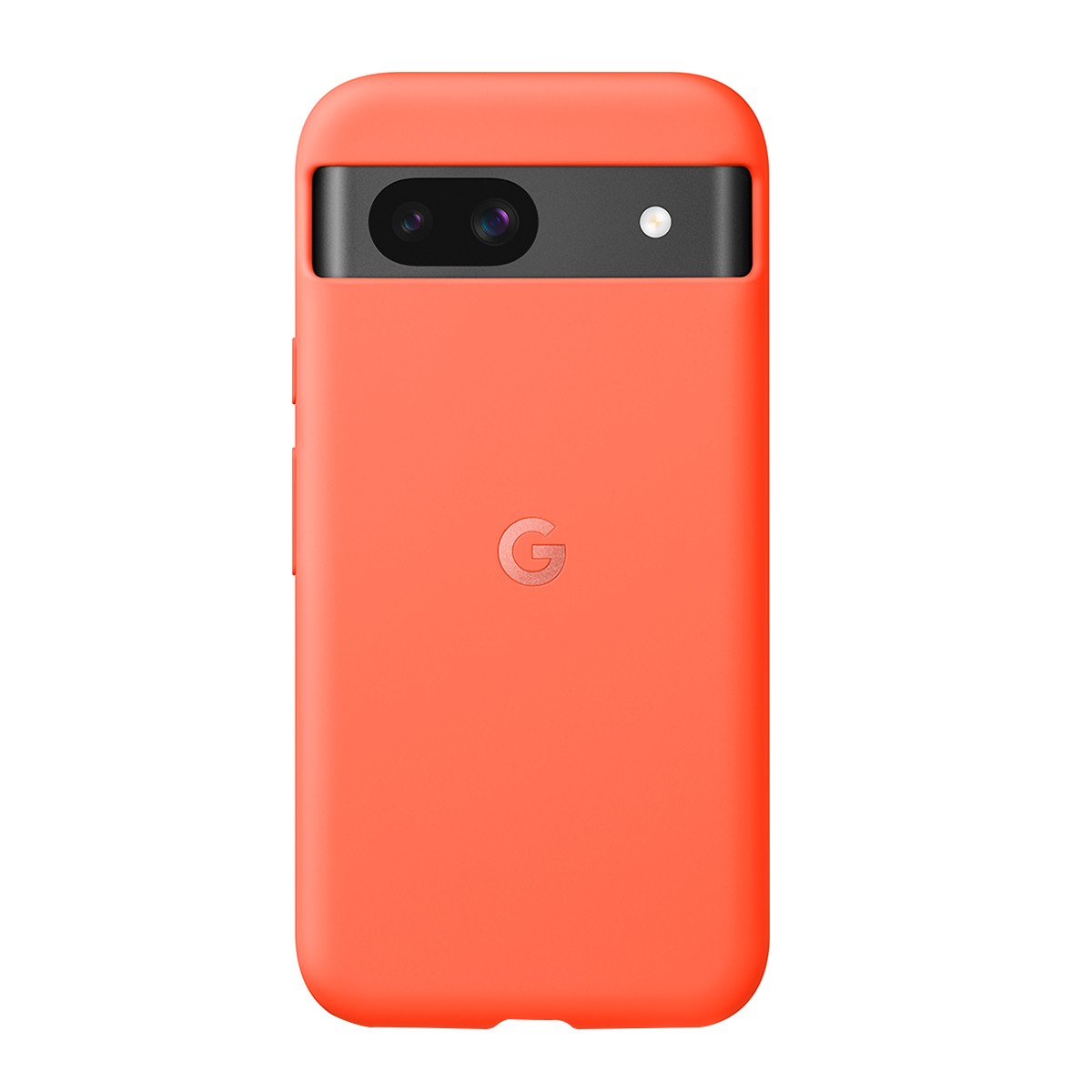 Coque silicone Pixel 8a orange protège objectif et compatible charge Qi
