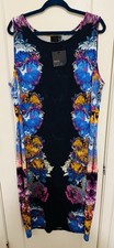 ASOS CURVE NWT Dress 22 Black Blue Kaleidoscope Mirror Floral Print Tank Shift