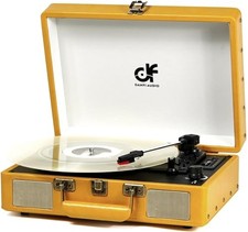 Vintage Record Player with Bluetooth 3-Speed Portable Suitcase Vinyl Yellow