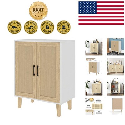 Sophisticated Rattan-Decorated Sideboard - Versatile Kitchen Storage Solution