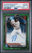 2024 Bowman Draft Dakota Jordan Green Lava Refractor Auto /99 PSA 10