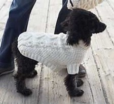 KNITTING PATTERN - ARAN CABLE DOG COAT SIZES XS, S, M, L, XL