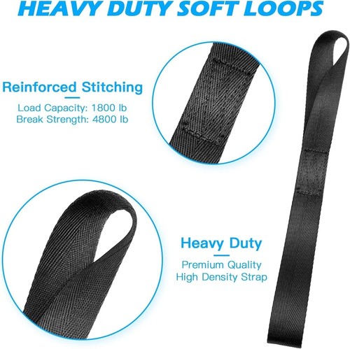 4Pack Black Soft Loop Tie down Straps - Loops for Securing ATV, UTV, Motorcycles - Picture 5 of 7