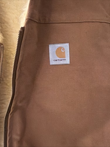 Vtg Carhartt Vest Men XXLT 6SVT Duck Sherpa Lined Zip USA UNION MADE - Picture 8 of 16