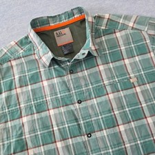 5.11 Tactical Mens XL Green Plaid Short Sleeve Snap Button Down Utility Shirt