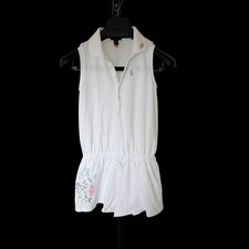 Polo Ralph Lauren Girls White Floral Embroidered Sleeveless Polo Romper SzM 8-10