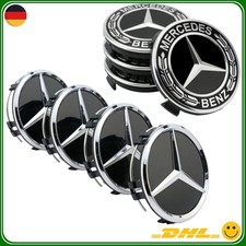 4x Nabendeckel für Mercedes Benz 75mm Felgen Nabenkappen Schwarz/Glanz 2 Stil