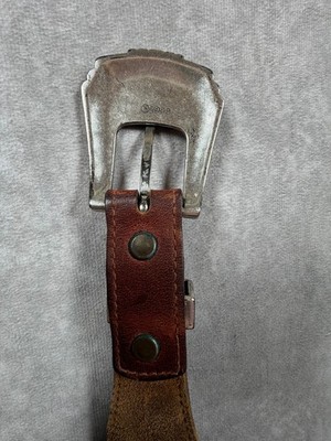 Vintage Brighton Leather Concho Belt Brown Silver Western Size 38