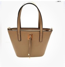 Tote Shoulder Bag Adjustable Strap 2 Handle Purse Tan Faux Leather Handbag