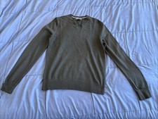 Banana Republic Men's Small Black Extra Fine Merino Wool V Neck Sweater