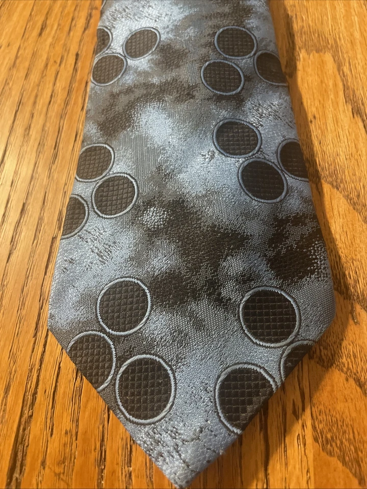 复古 60 年代 70 年代 St. Leger 聚酯宽领带迪斯科 Mod 复古蓝色圆圈 — 第 2/4 张图片