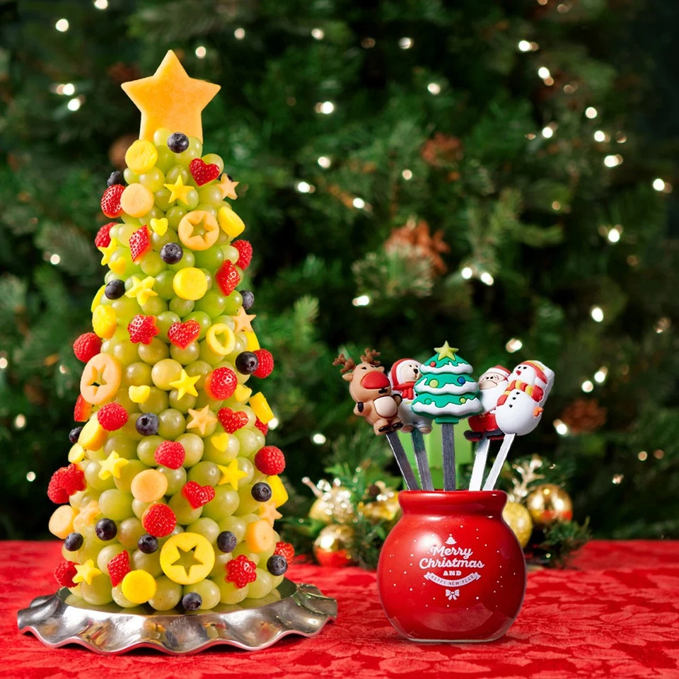 Juego de 5 tenedores de Navidad creativos árbol de Navidad estrella de Santa tenedor de acero inoxidable Foto 2 de 4