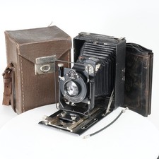 :GOMZ FOTOKOR Soviet 9x12 Folding Plate Camera w/ Holders  Case AS IS 