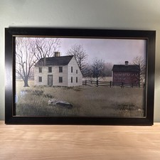 Billy Jacobs Framed “New England Saltbox” Americana Farm Landscape Print Houses
