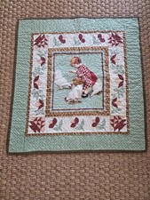 Handmade Crib/lap Quilt Girl Feeding Chickens Cottage Core