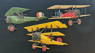 Vintage 1975 Homco Cast Metal WWI Biplane Wall Plaques Set of 3 Fokker SPAD Nieu