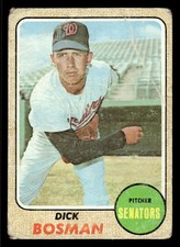 1968 Topps Dick Bosman #442 - Washington Senators - (Low Grade)