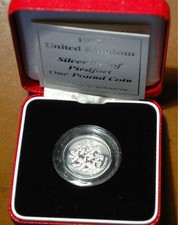 1997 One Pound £1 Three Lions Silver PIEDFORT with Case and COA 
