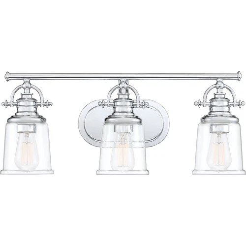 Grant 3-Light Bathroom Vanity Light in Polished Chrome - Picture 1 of 5